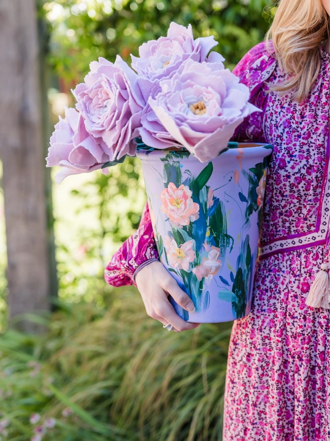 ‘Splash’ - Tall Lilac Hand Painted Vase