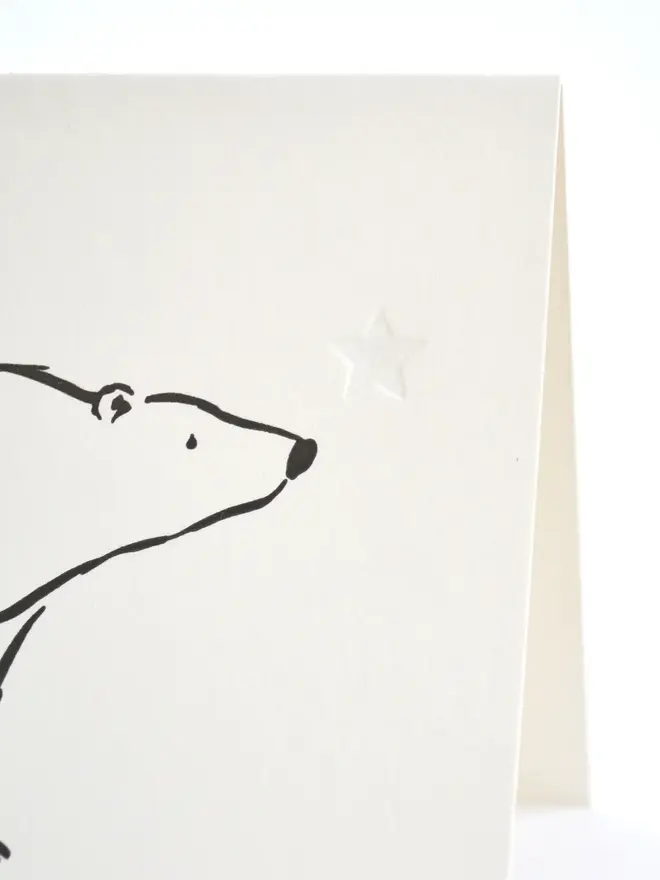 Letterpress Polar Bear & Star Christmas Card