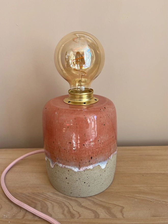 Ceramic Speckled Stoneware Pink Glaze Table Lamp