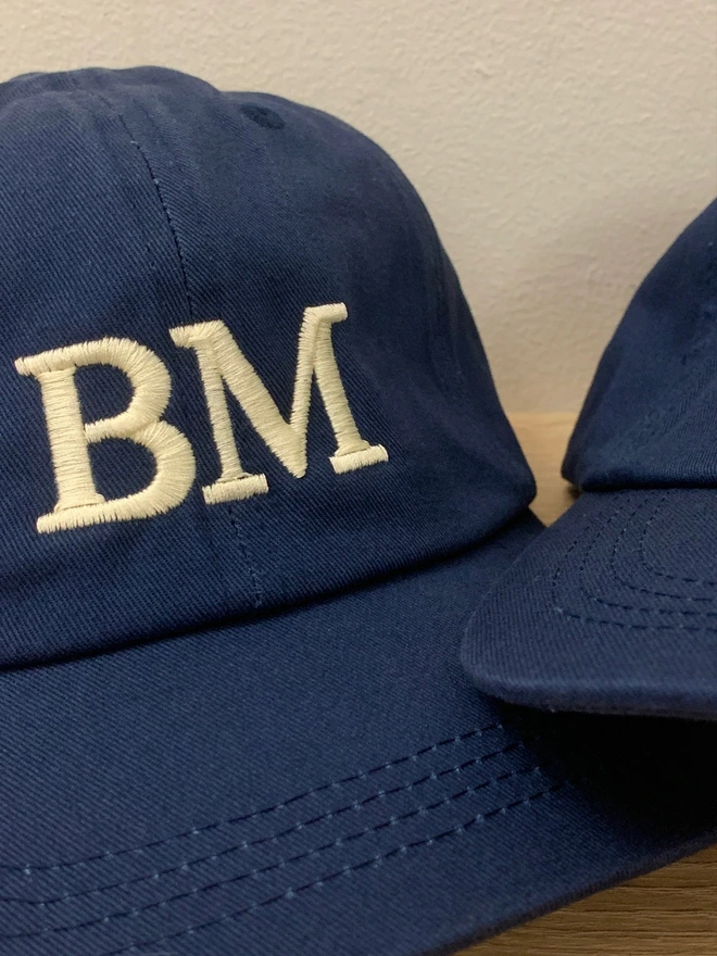 Embroidered Initials Cap in Navy Blue