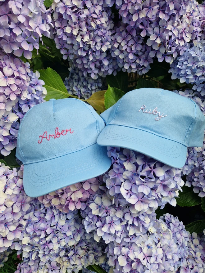 blue hand embroidered children's cap