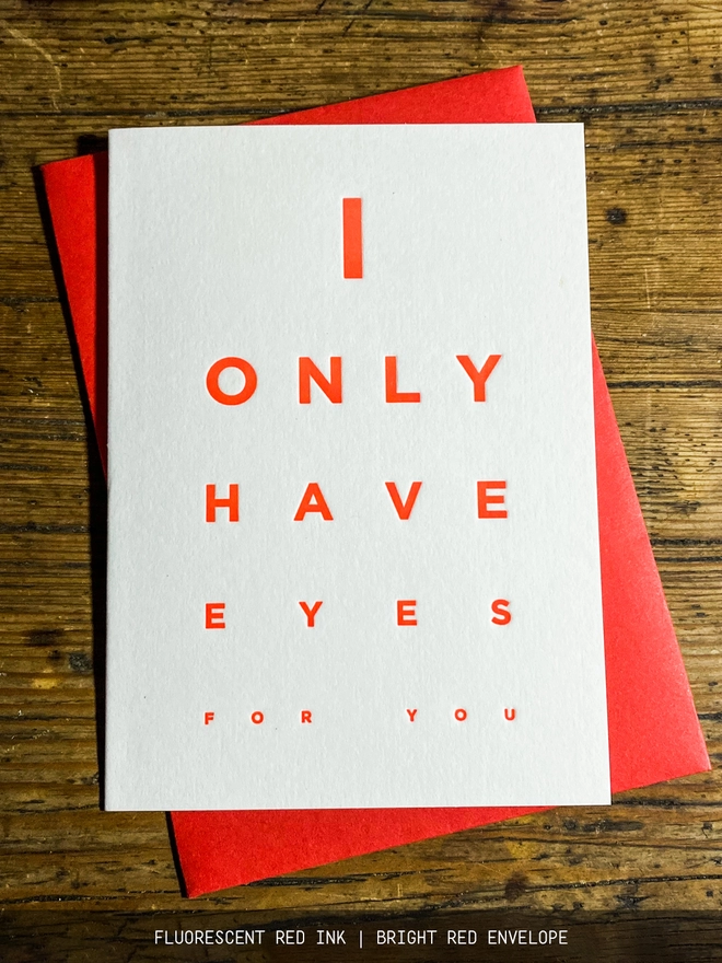  I Only Have Eyes For You Valentines Letterpress Card