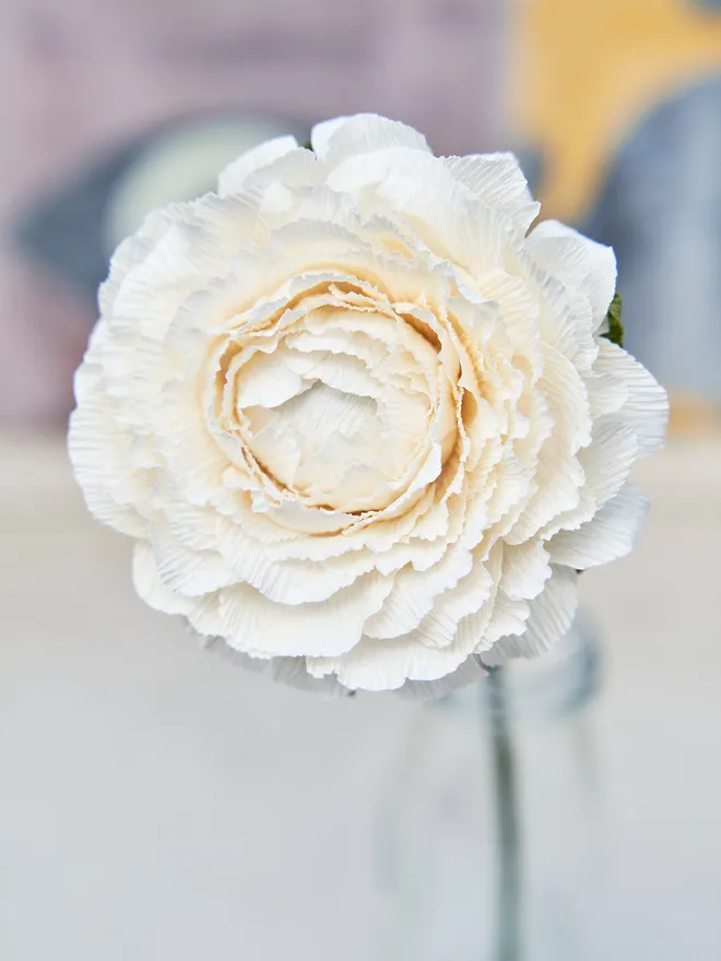 White crepe paper hydrangea