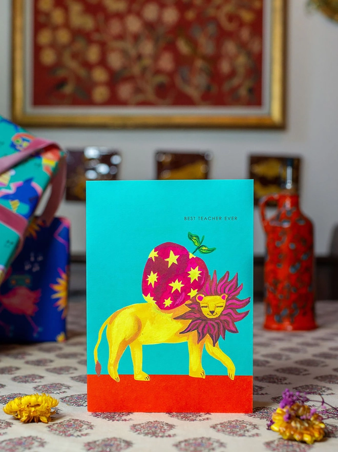 lion teacher card