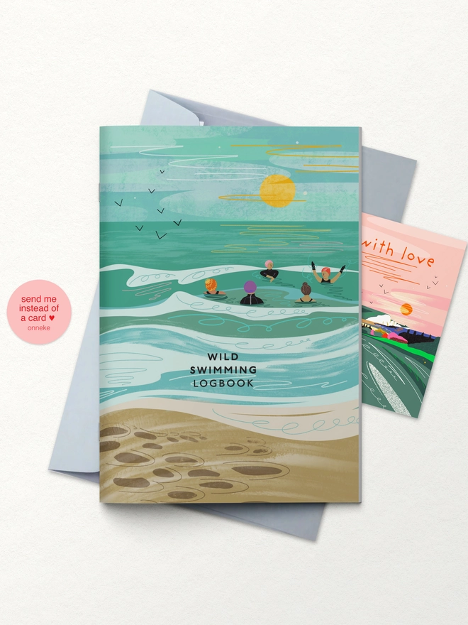 wild swimming logbook, wild swimmer gift, swimming gift, cold water swimming, sea swimming gift, feel good gift, outdoor gift, swimming journal, eco friendly stationery, coastal gift, sustainable notebook, gift for swimmers, open water swimming