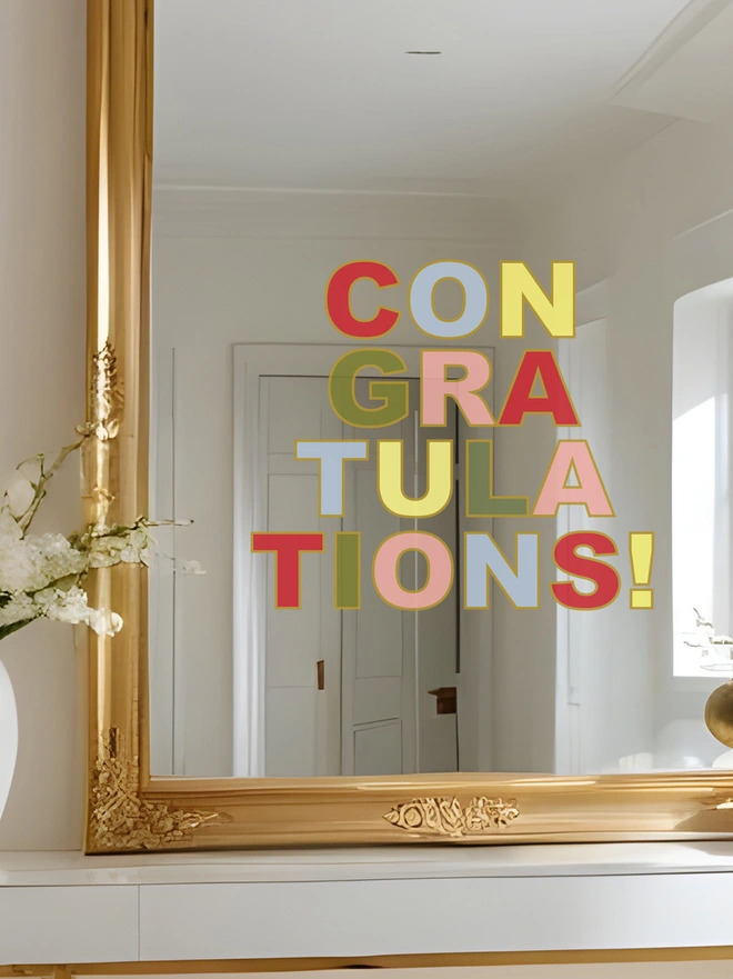 congratulations mirror sticker
