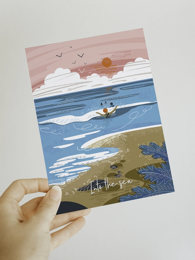 Wild swimming greeting card