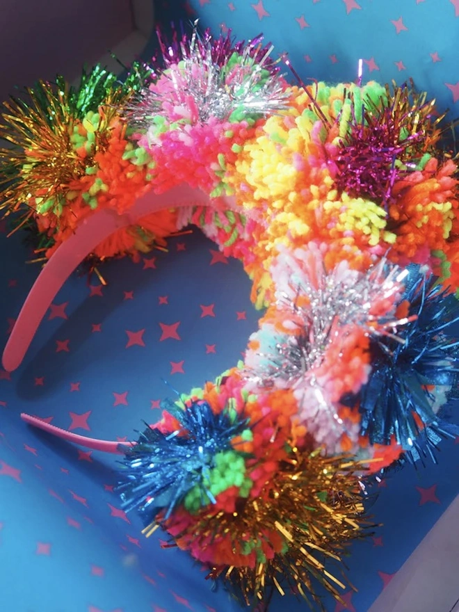 Tinsel Pom Pom Headband