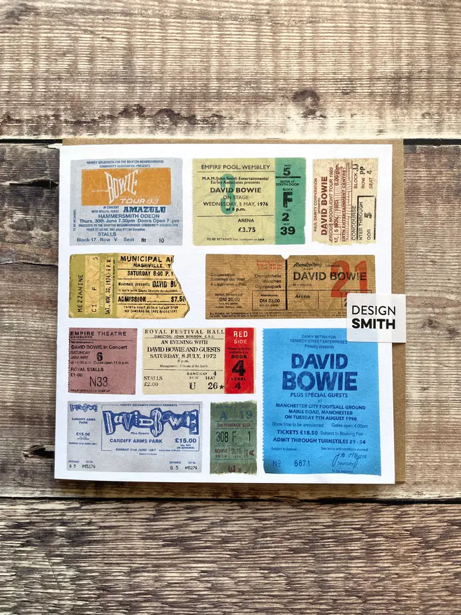 Bowie Gig Tickets-Blank Greetings Card