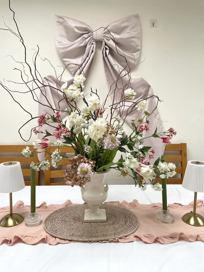 Giant Pink Wedding Cotton Fabric Bow