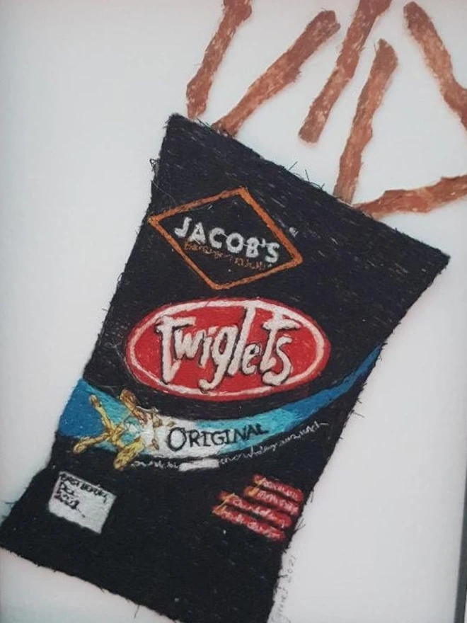 Twiglets Packet Embroidery Wall Art