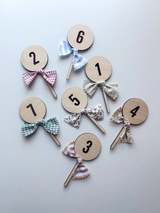 Mini Number Wooden Cake Toppers