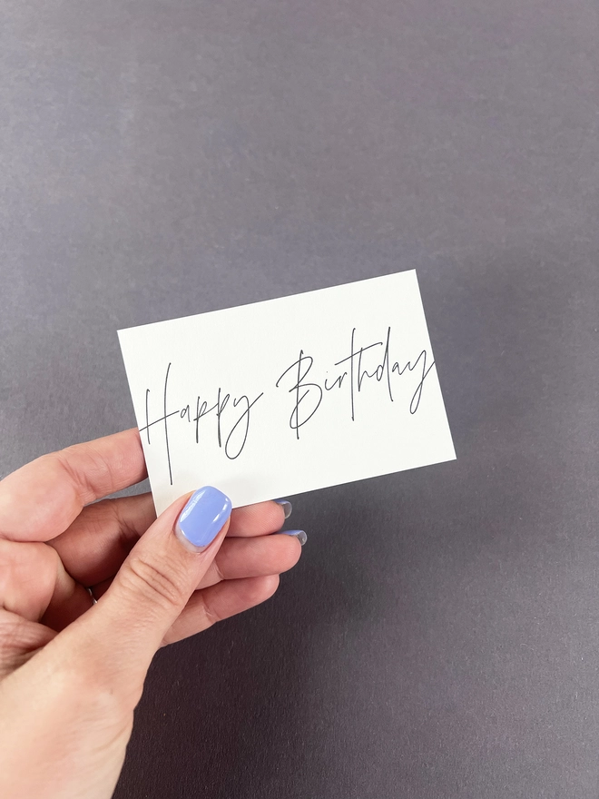 Single hug letterpress note card with modern calligraphy writing happy birthday 