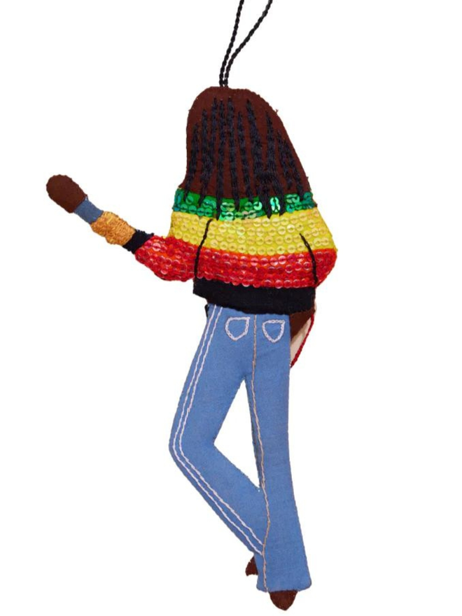 hand stitched bob Marley with guitar hanging decoration