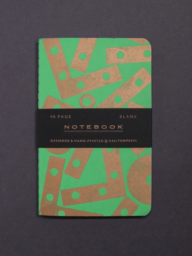 Blank Angle Notebook. A notebook in green
