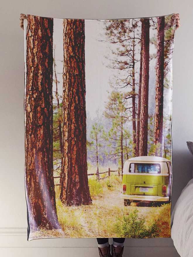 Drifting bear personalised photo travel blanket