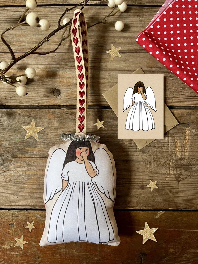 pretty mexican angel christmas tree decoration plush fabric angel thumb sucker