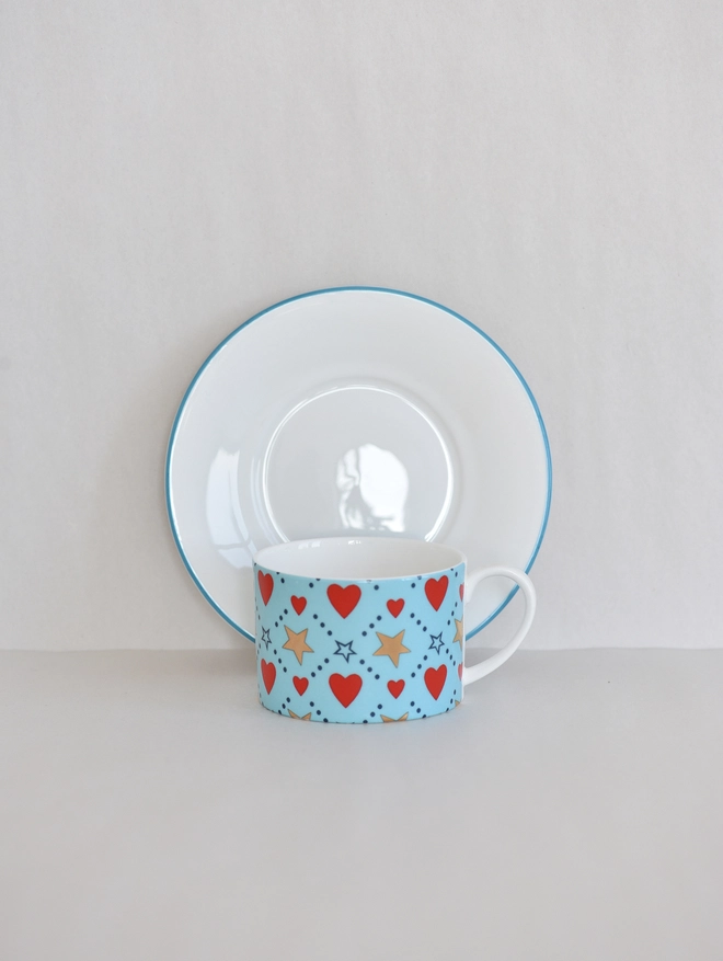 Hearts & stars cup and saucer