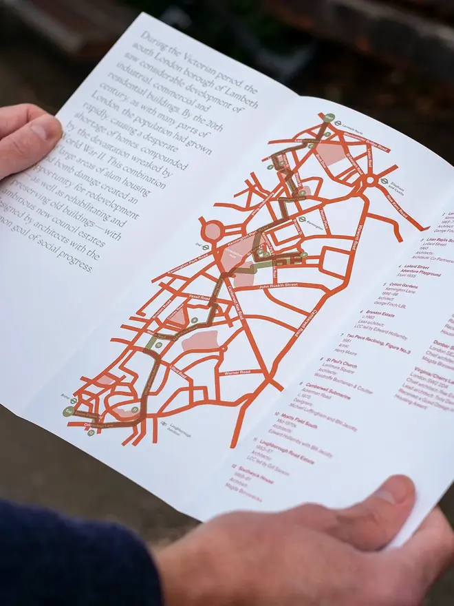 lambeth london walking guide. a paper walking map of london.