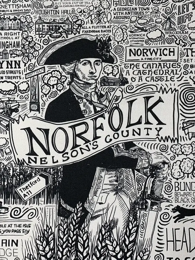 Norfolk Print Tea Towel Close Up