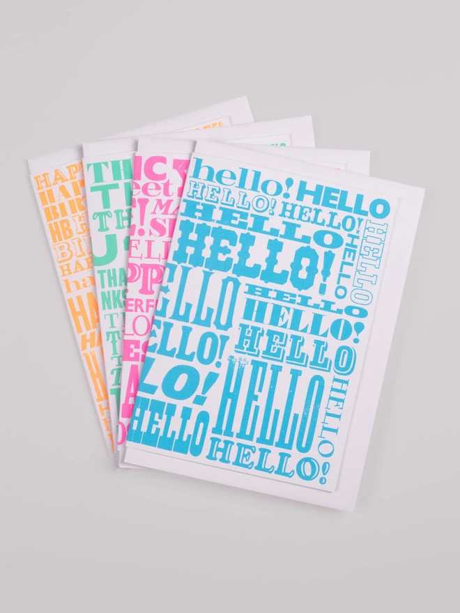 A pack of four different greetings cards