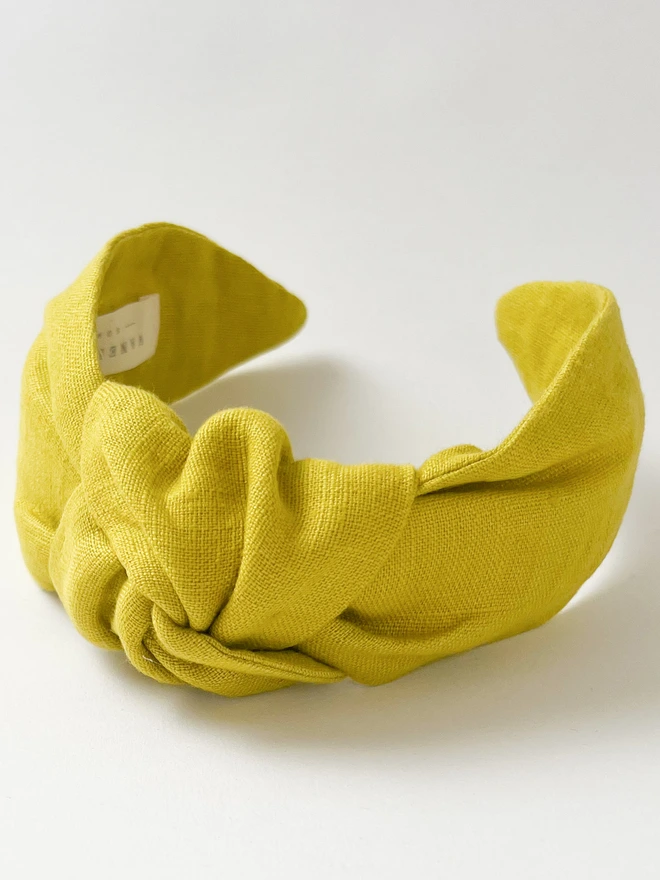 Citrus Yellow Linen Headband for Women