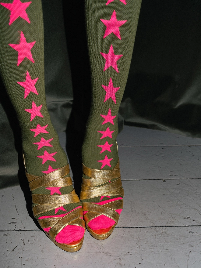 party socks gold shoes