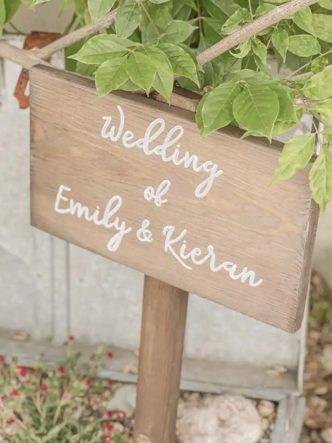 Small Personalised Wooden Wedding Welcome Sign