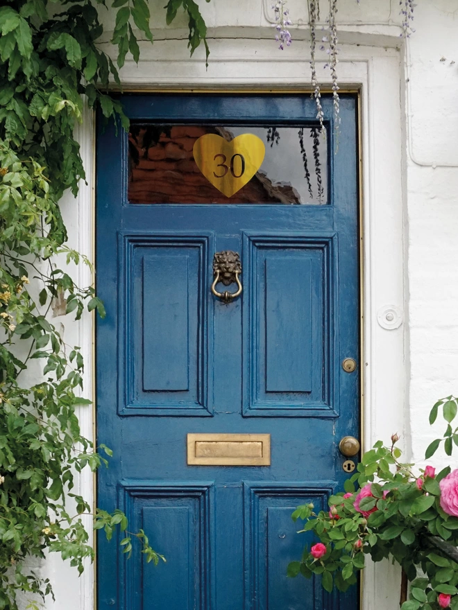 gold heart front door window number