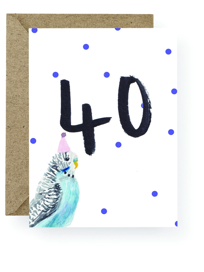 Budgie 40th Birthday Card 