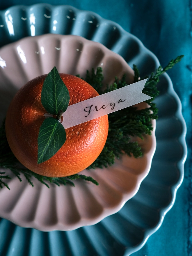 Personalised Christmas Clementine Table Place Setting