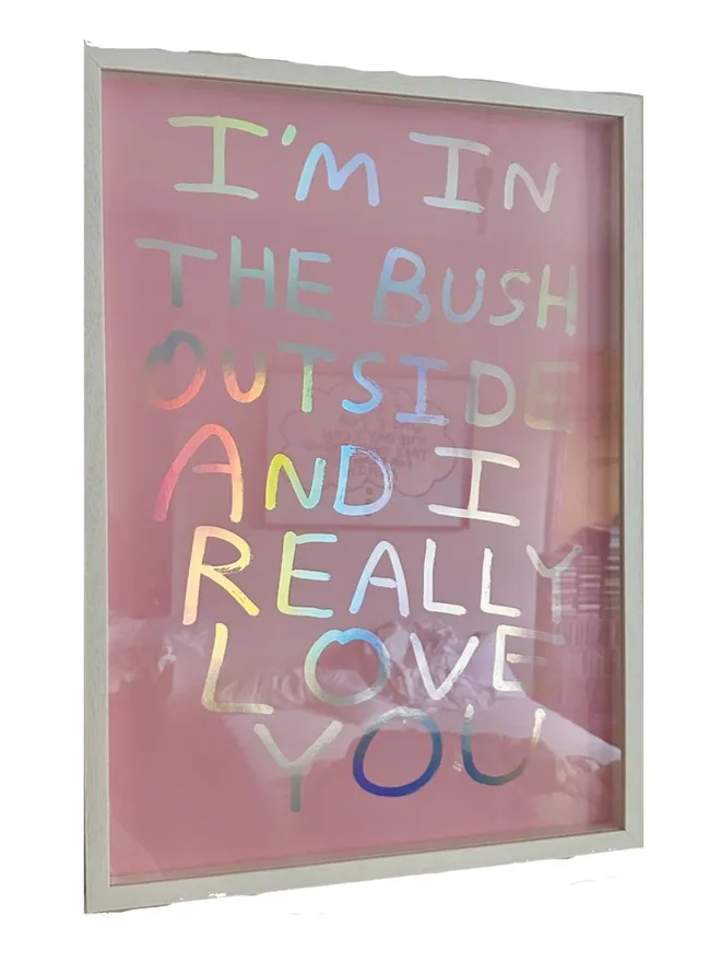 'I'm In The Bus Outside And I Really Love You' Pink Artwork