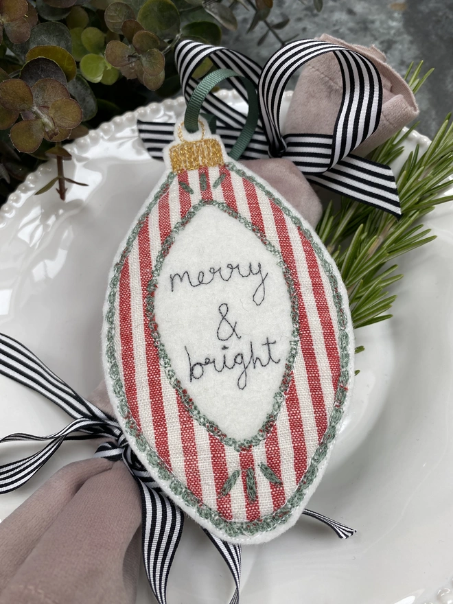Stripe Personalised Christmas Bauble