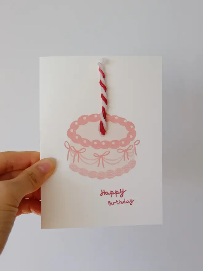 Personalised Vintage Cake, Candle Birthday Card