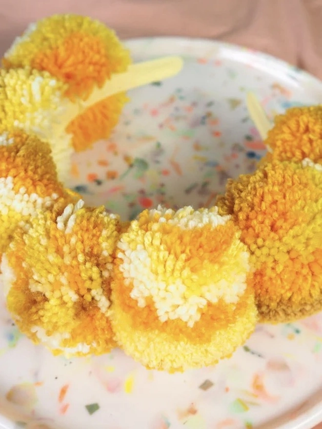 Sunflower Pom Pom Headband