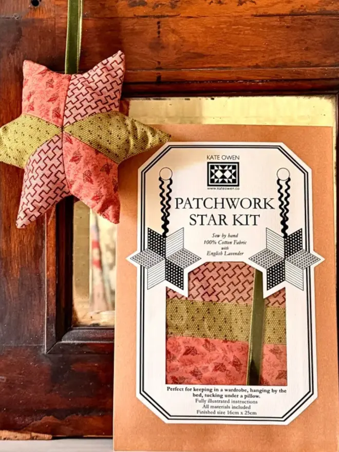 Lavender Patchwork Star Kit, close up. 