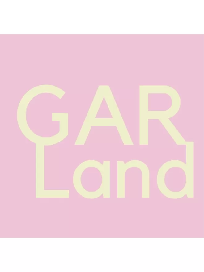 Logo saying garland on a pink background 
