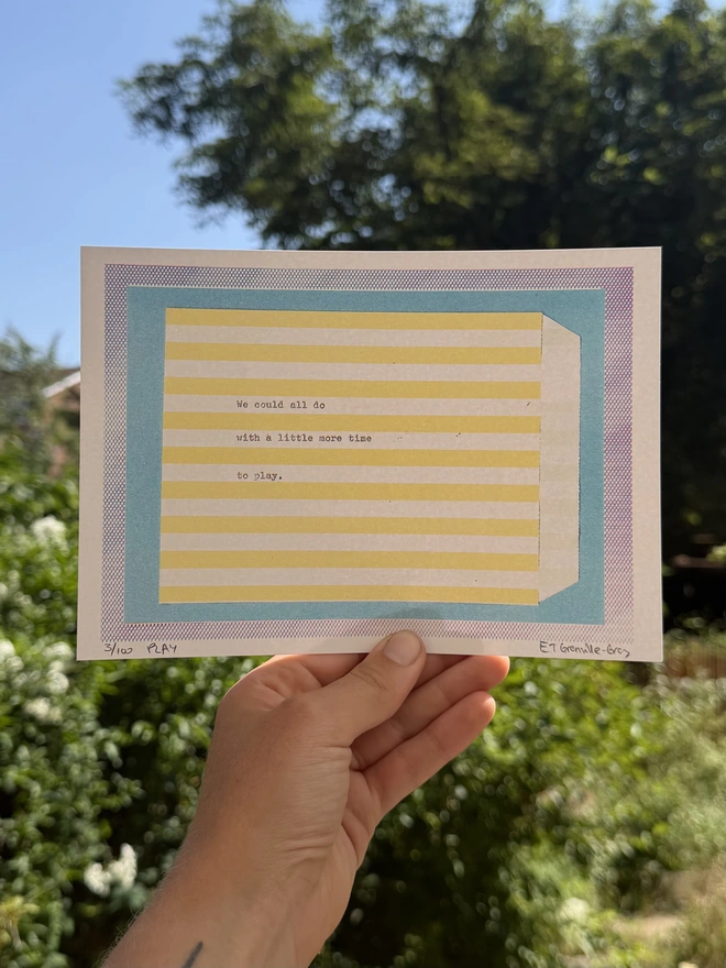 blue and yellow risograph wall print playful 