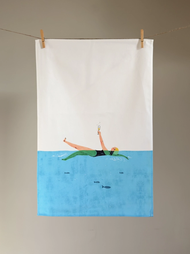 Swim & Fizz Tea Towel