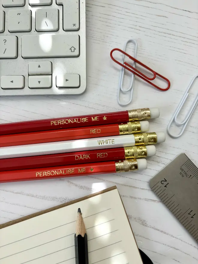 Personalised Red Mix HB Pencil Set