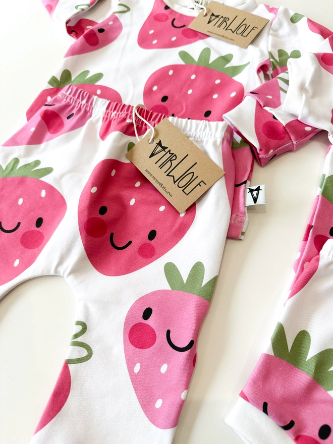 strawberry print kids baby clothes legging t-shirt