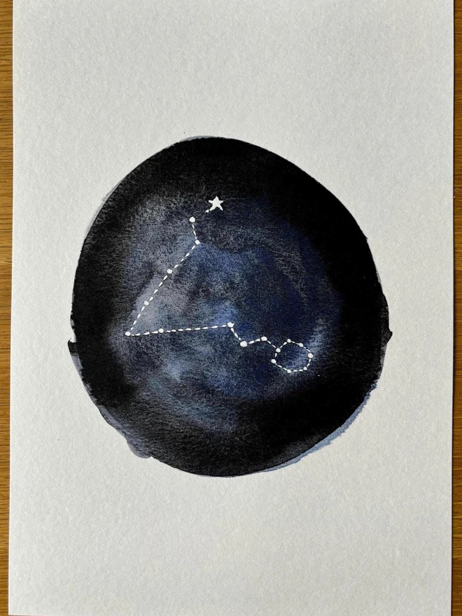 Bespoke Zodiac Watercolour With Calligraphy Print