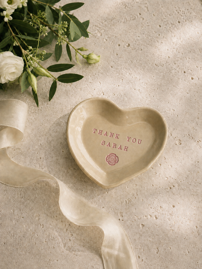 ceramic wedding gift heart trinket dish, jenny hopps pottery