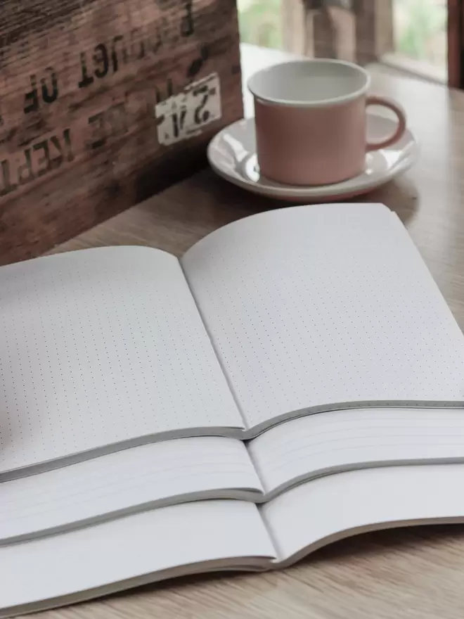 Plain, lined and dot grid notebook pages