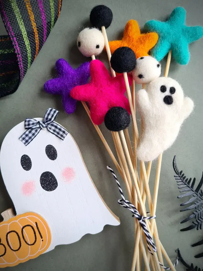 Halloween Ghost And Star Felt Bouquet Decoration