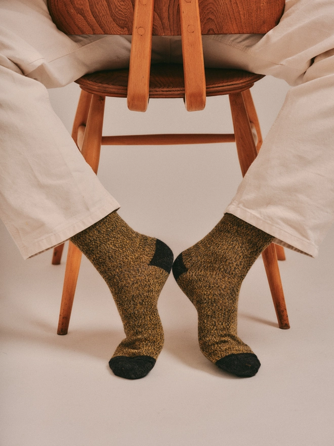 Mustard knitted socks