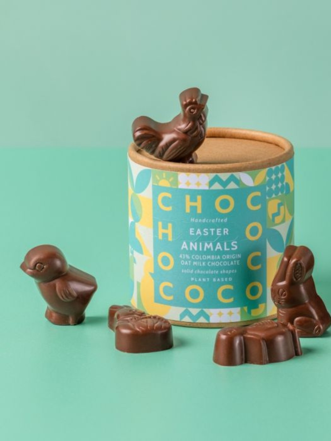 vegan oat milk chocolate assorted easter animal shapes