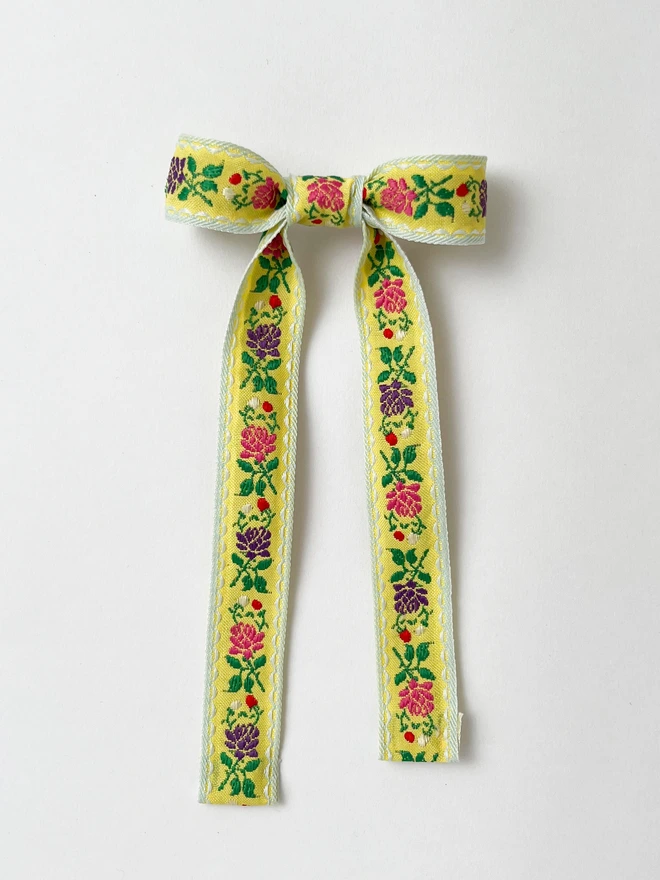 Lemon ribbon hair bow