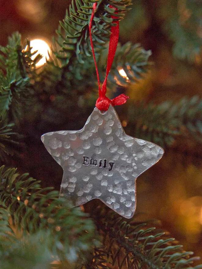 Personalised star Christmas tree decoration