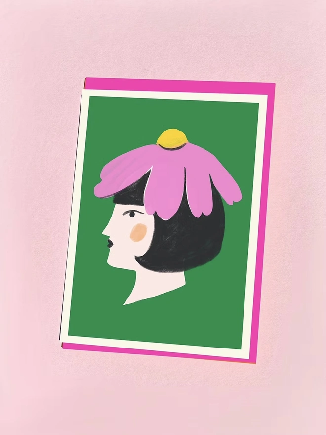Flower Women Pink Friendship Card